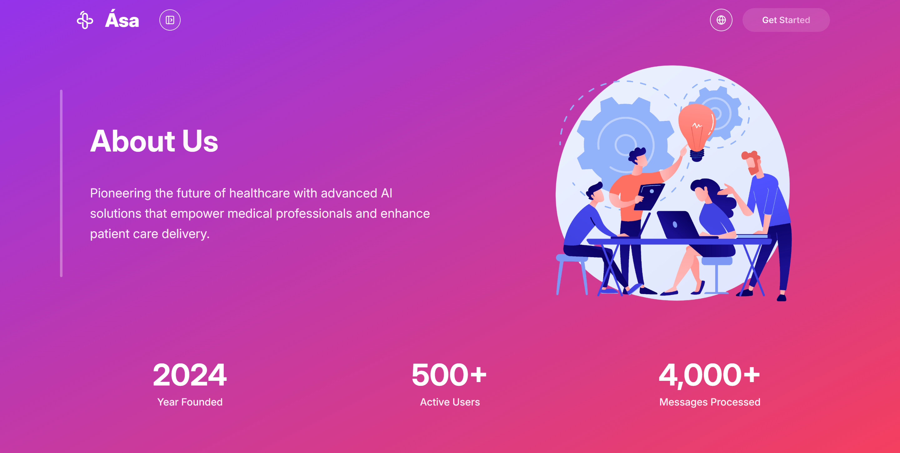 About page hero section introducing the company