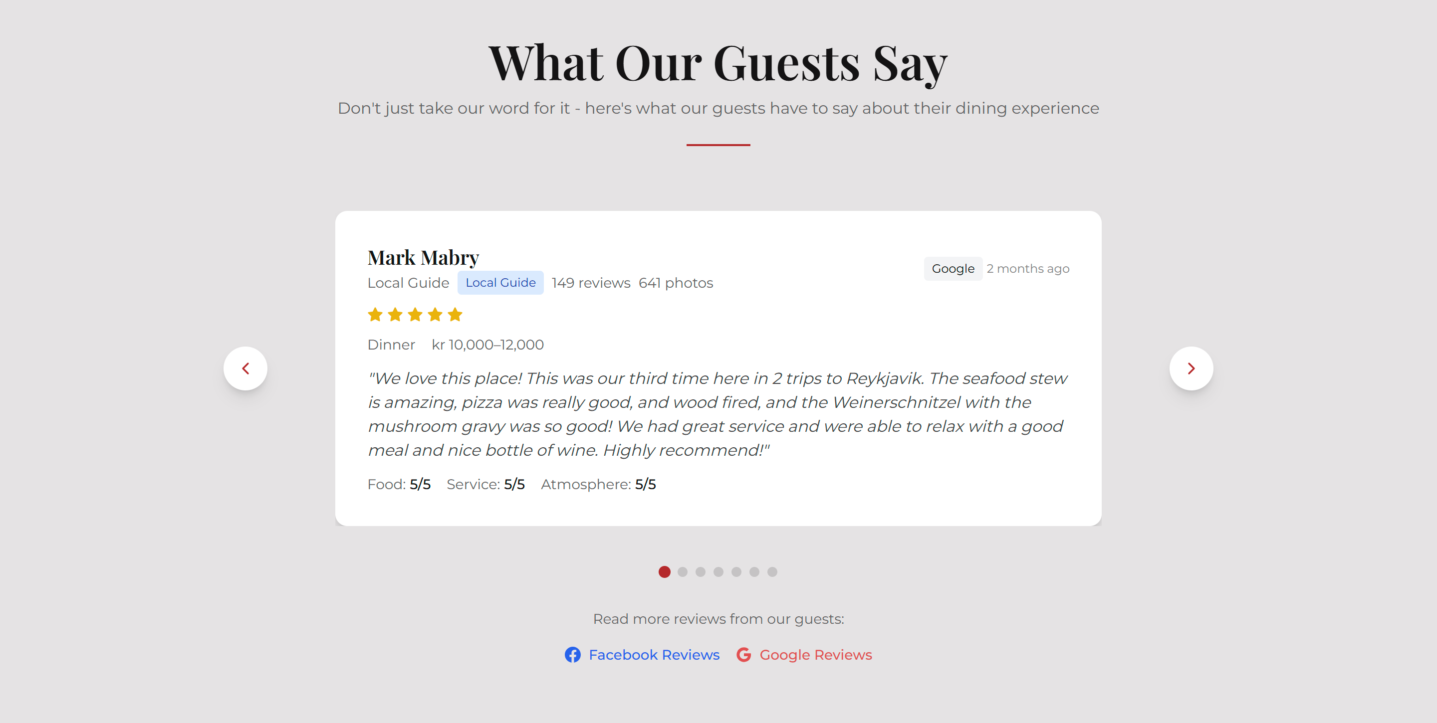 Customer reviews section with testimonials
